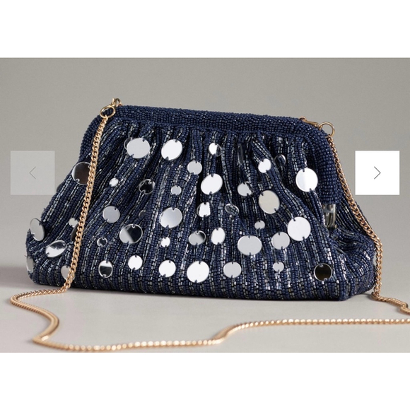 Anthropologie Handbags - Women's Anthropologie Blue Beaded Clutch Bag